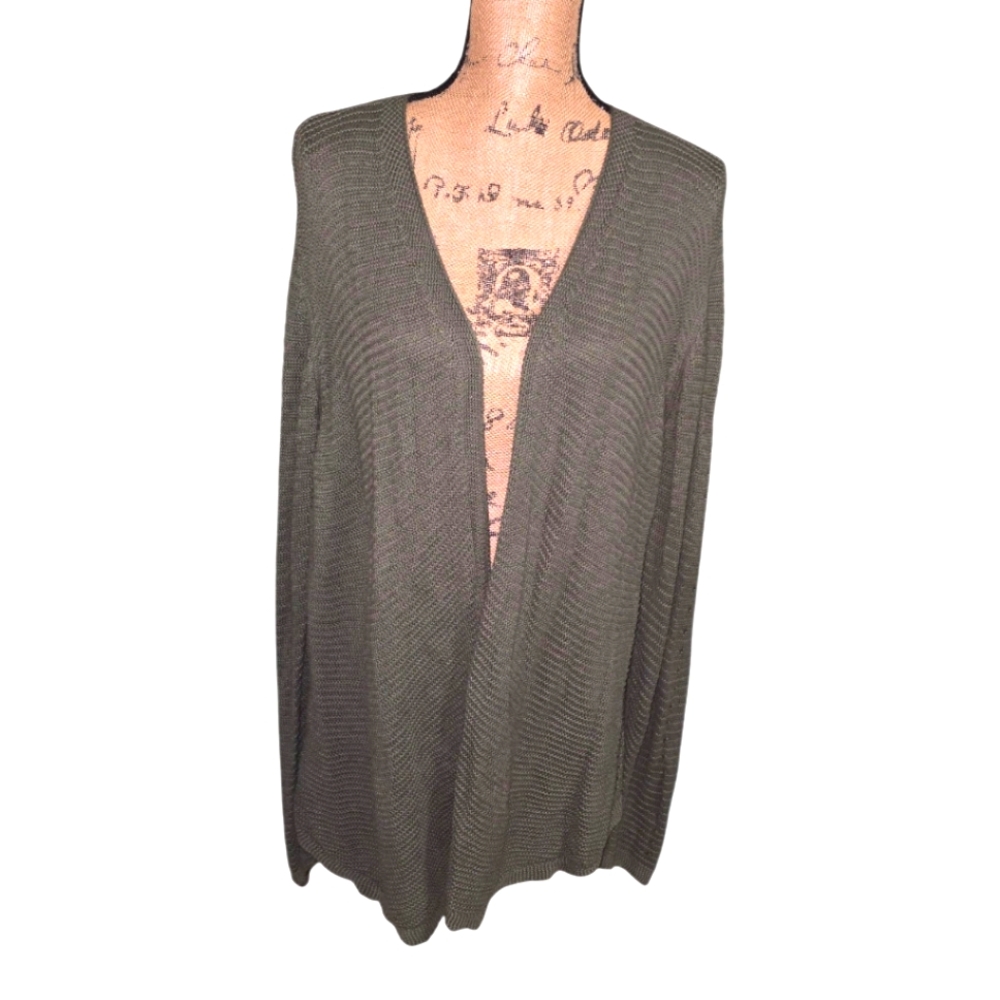 Belldini Olive Green Women's Open Weave Cardigan Sweater Plus Size 3X‎